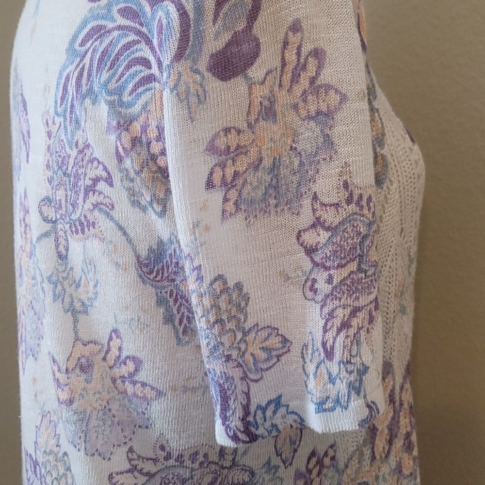 Chico's floral short sleeve sweater size 0(xs) - Picture 5 of 10